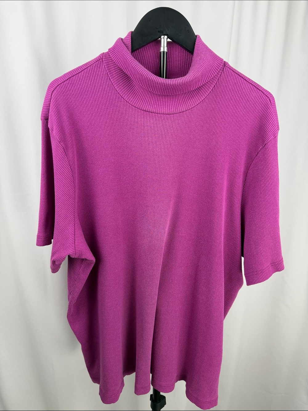 Woman Within Magenta Ribbed Turtleneck Tunic Top 3X